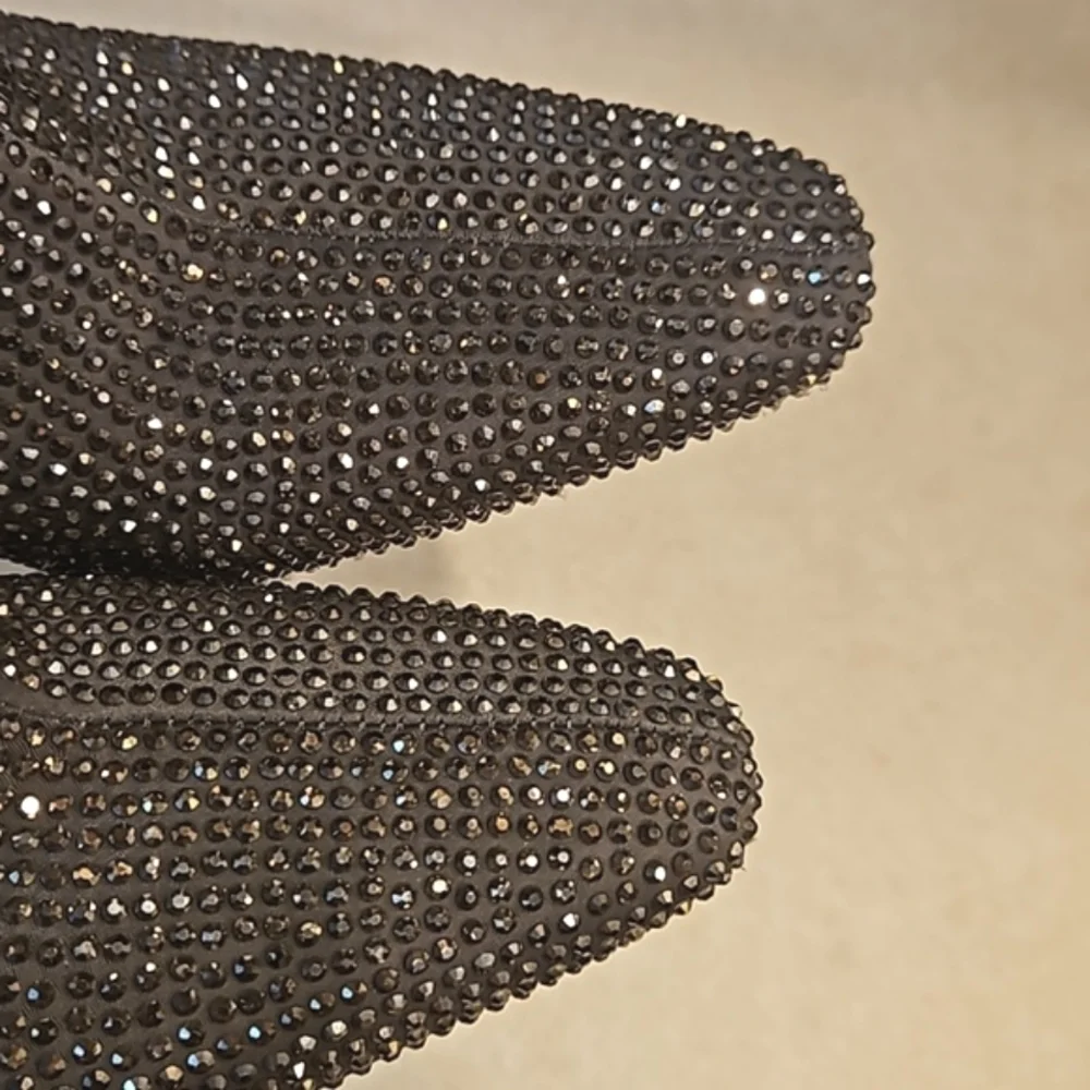 NEW! ZARA Embellished Rhinestone Heeled Ankle Boots 36=6.